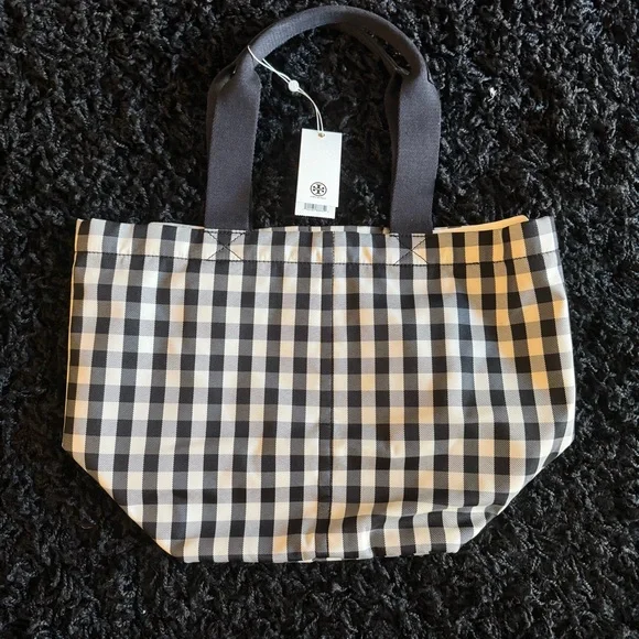 NWT: Tory Burch Piper Gingham Small Square Tote (Black & White) - Picture 4 of 4